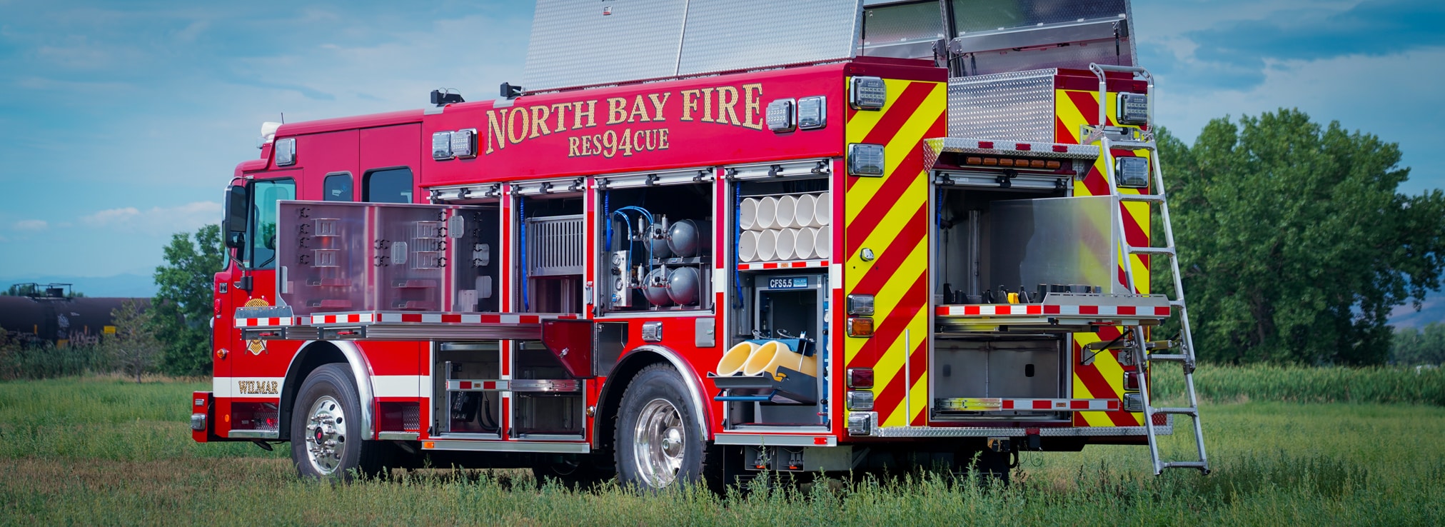 rear street side view of North Bay Fire Department's new air/light unit