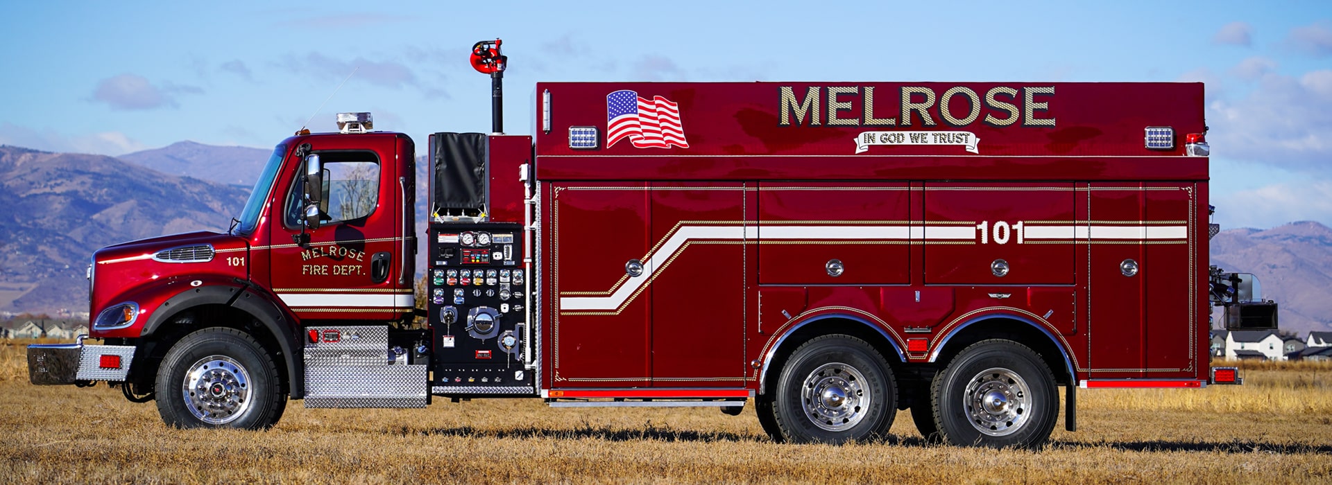 street side view of Melrose water supply truck