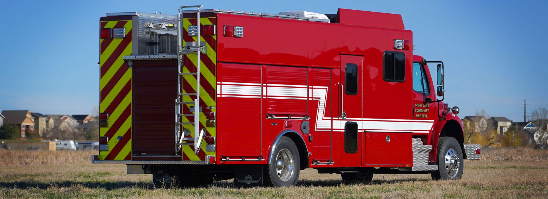 rear street side of Spirit Lake Community Fire Department walk-in medium rescue truck