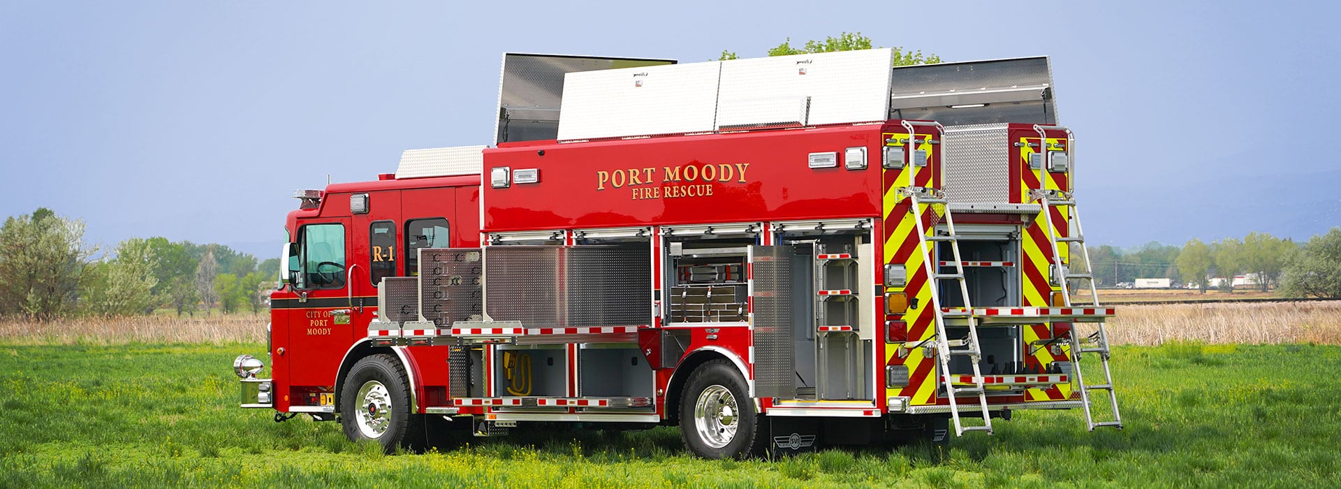 rear street side of Port Moody heavy rescue fire truck