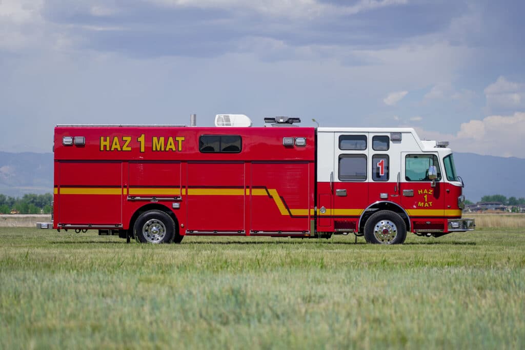 curb side of Brevard County Fire Rescue walk-in hazmat mobile command center