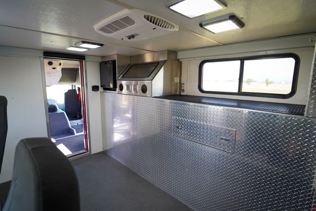 interior of Brevard County Fire Rescue walk-in hazmat mobile command center